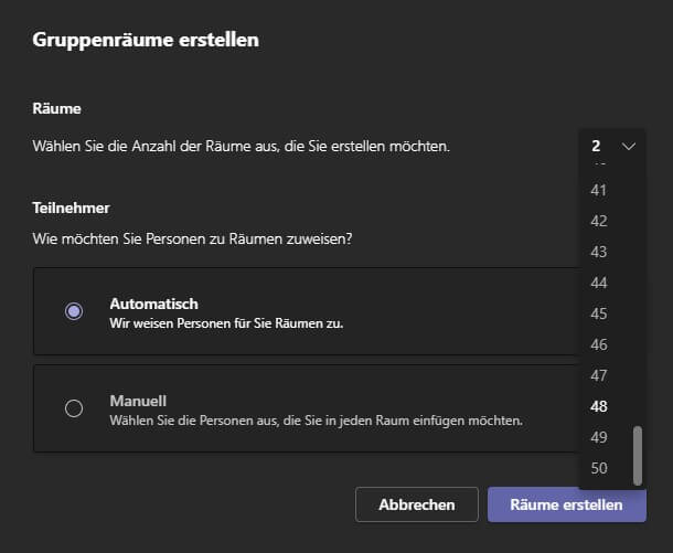 MS Teams Gruppenräume erstellen