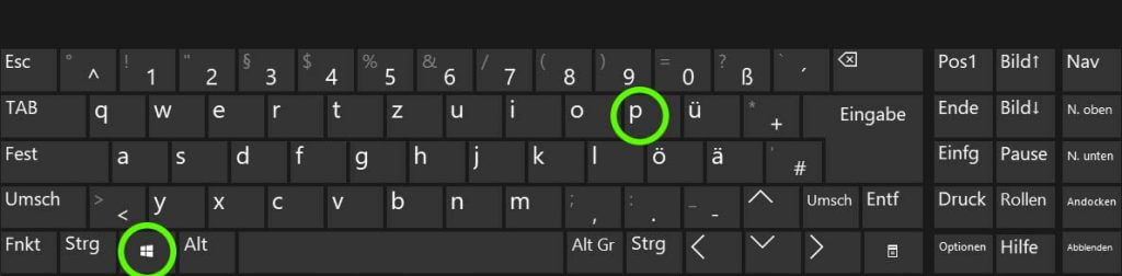 Windows Tastenkombinationen: Win-P