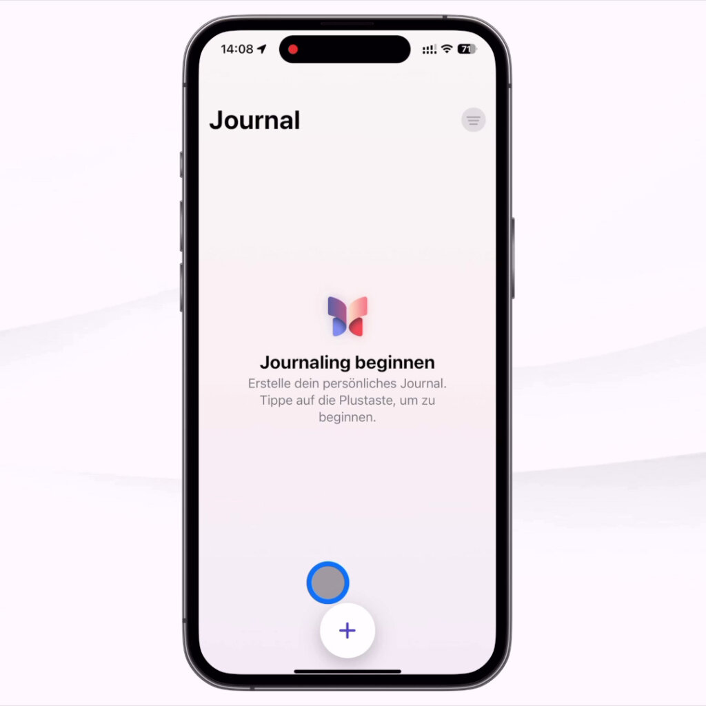 Journal App für iPhone: Startbildschirm